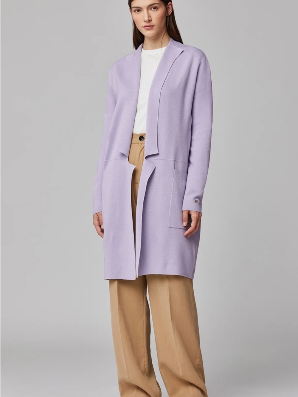 Soia and Kyo Lavender Open-Front Long Cardigan/Coatagan